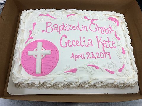 baptism white with pink
