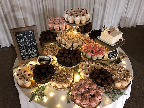 Elevated Wood Slab Cupcake Display