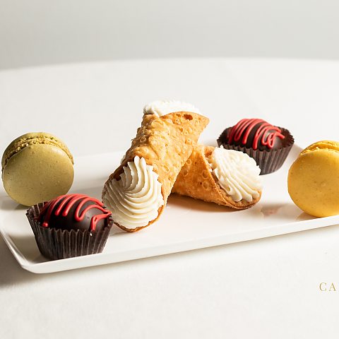petite dessert plate with cannoli