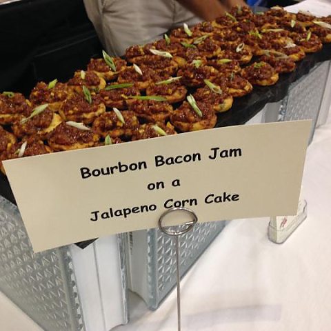 Bourbon Bacon Jam on Jalapeno Corn Cake